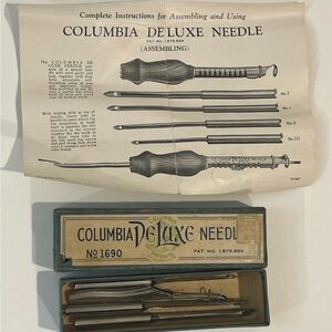 Columbia DeLuxe Needle No 1690 Rug Hand Hooking Vintage Sewing Zipper Repair Kit